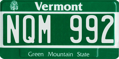 VT license plate NQM992