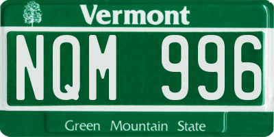 VT license plate NQM996