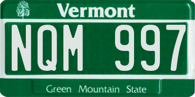 VT license plate NQM997
