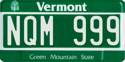 VT license plate NQM999