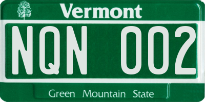 VT license plate NQN002