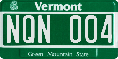 VT license plate NQN004