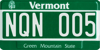 VT license plate NQN005