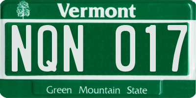 VT license plate NQN017