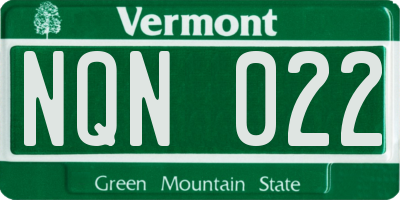 VT license plate NQN022