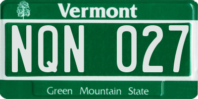 VT license plate NQN027