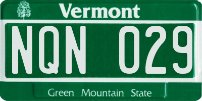 VT license plate NQN029