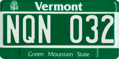 VT license plate NQN032