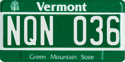 VT license plate NQN036
