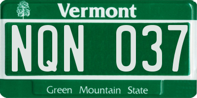 VT license plate NQN037