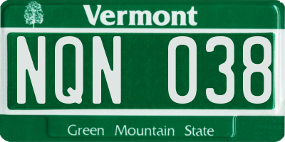 VT license plate NQN038