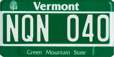 VT license plate NQN040