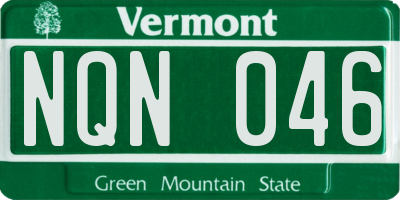 VT license plate NQN046