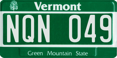 VT license plate NQN049