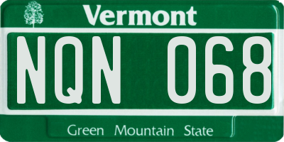 VT license plate NQN068