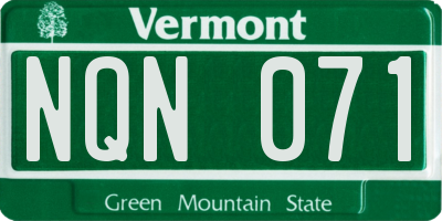 VT license plate NQN071