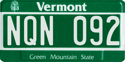 VT license plate NQN092