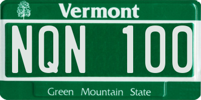 VT license plate NQN100