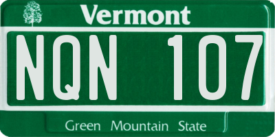 VT license plate NQN107