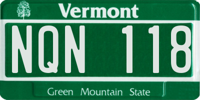 VT license plate NQN118