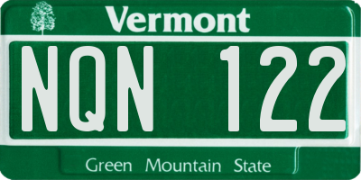 VT license plate NQN122