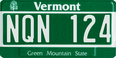 VT license plate NQN124