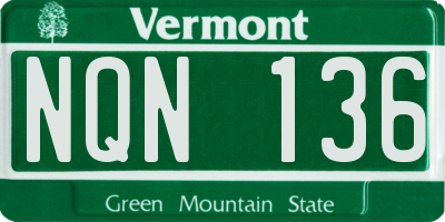 VT license plate NQN136