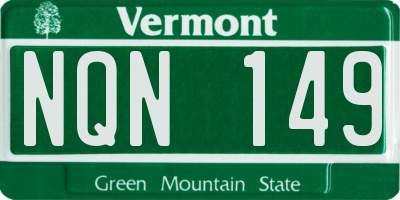 VT license plate NQN149