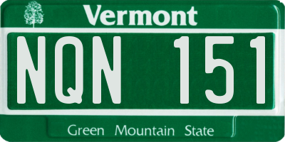 VT license plate NQN151
