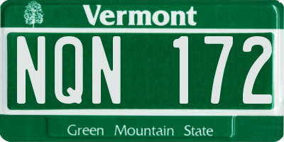 VT license plate NQN172
