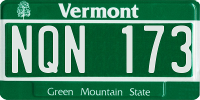 VT license plate NQN173