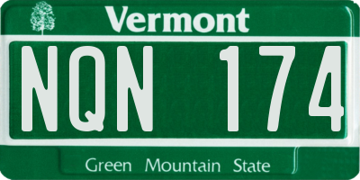VT license plate NQN174