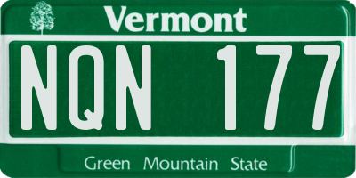 VT license plate NQN177