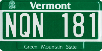 VT license plate NQN181