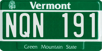 VT license plate NQN191
