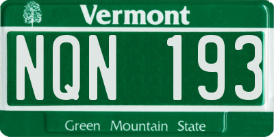 VT license plate NQN193