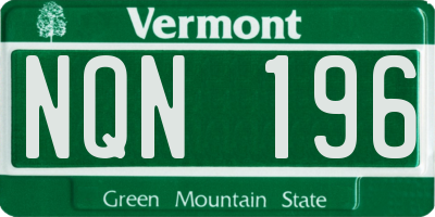 VT license plate NQN196