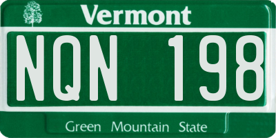 VT license plate NQN198
