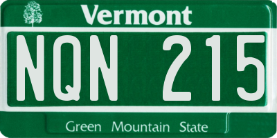 VT license plate NQN215