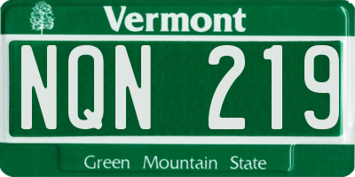 VT license plate NQN219