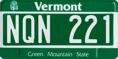VT license plate NQN221