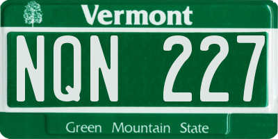 VT license plate NQN227