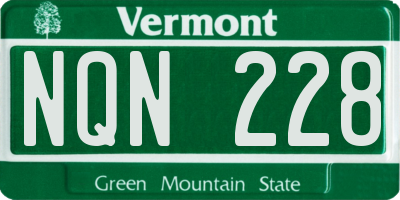 VT license plate NQN228
