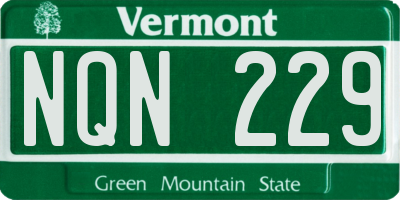 VT license plate NQN229