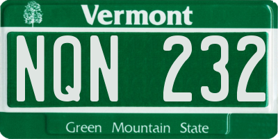 VT license plate NQN232