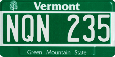 VT license plate NQN235