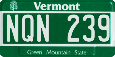 VT license plate NQN239