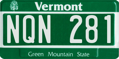 VT license plate NQN281