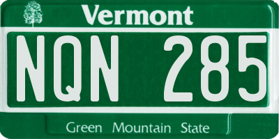 VT license plate NQN285