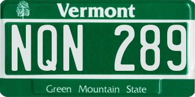 VT license plate NQN289